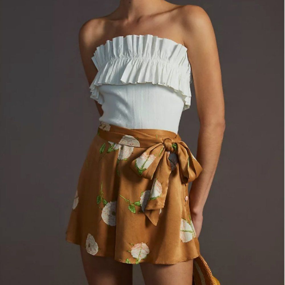 Anthropologie Brown Floral Women Shorts